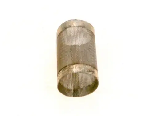 BOSCH Sieb aus Metall mit feinem Netz, zylindrische Form. Geeignet zur Filterung von Flüssigkeiten oder Feststoffen in verschiedenen Anwendungen.